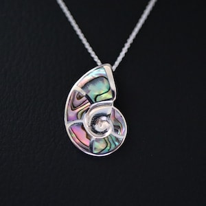 925 sterlingsilver Abalone spiralsnäckshänge, Abalonesnäckshänge, Manta Rocka-berlock, Manta Rocka-halsband, Stingrocka-hänge