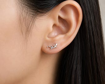 Oorbellen met kleine gekko van 925 sterling zilver, dierensieraden