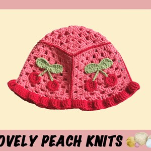 Crochet Little Cherry Bucket Hat｜Knitted Pink Hat｜Cute Bucket Hat｜ Handmade Funky Hat｜Summer Vibe Hat｜Pastel Colour Hat｜Special Hat