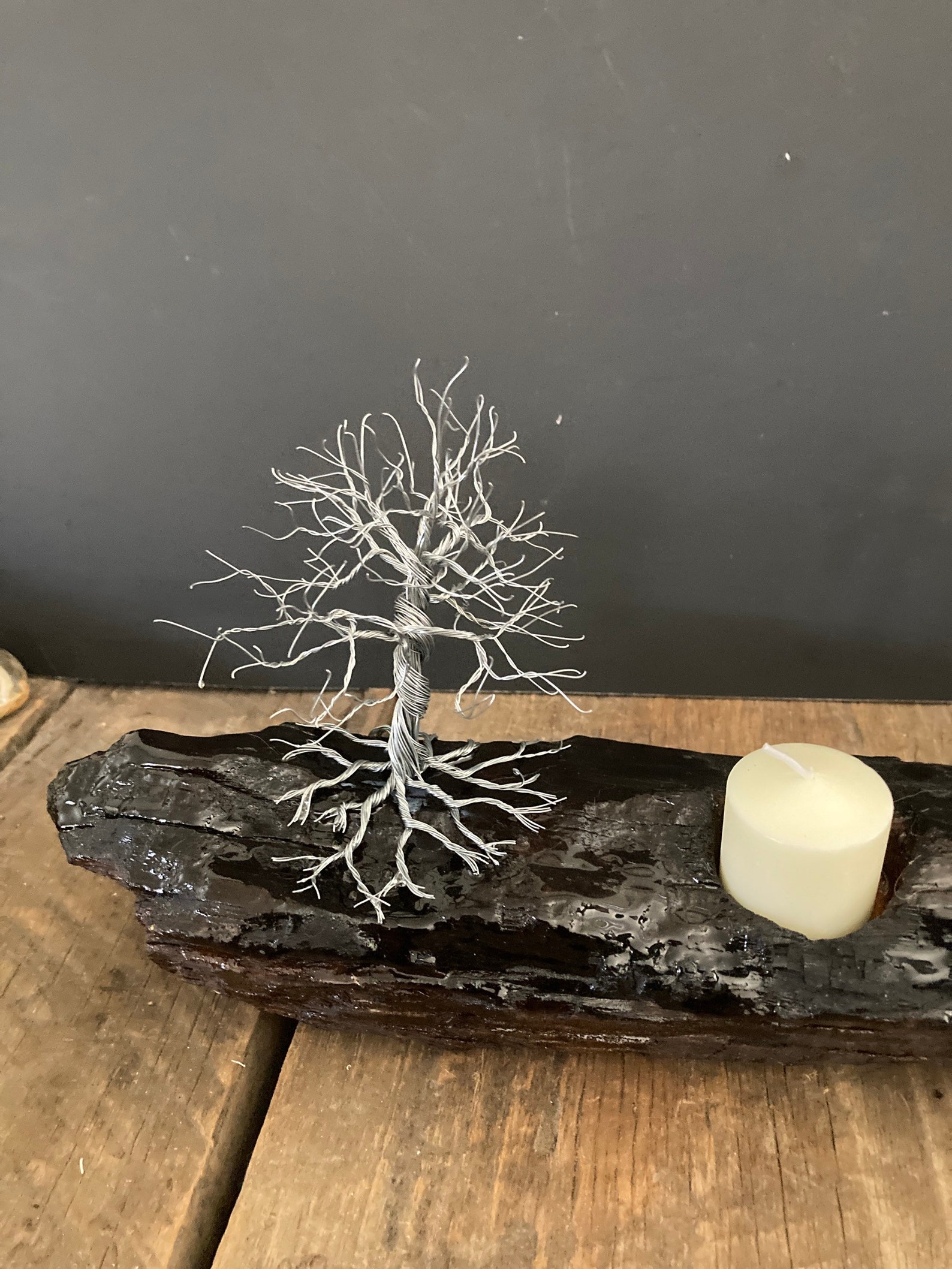 Long wood candle and Tree of Life Etsy