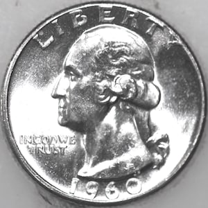 1960-P Washington Quarter Uncirculated BU 90% Silver
