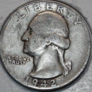 1942-P Washington Quarter 90% Silver As Shown.