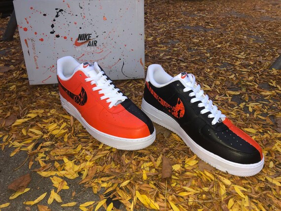orange and black air force ones