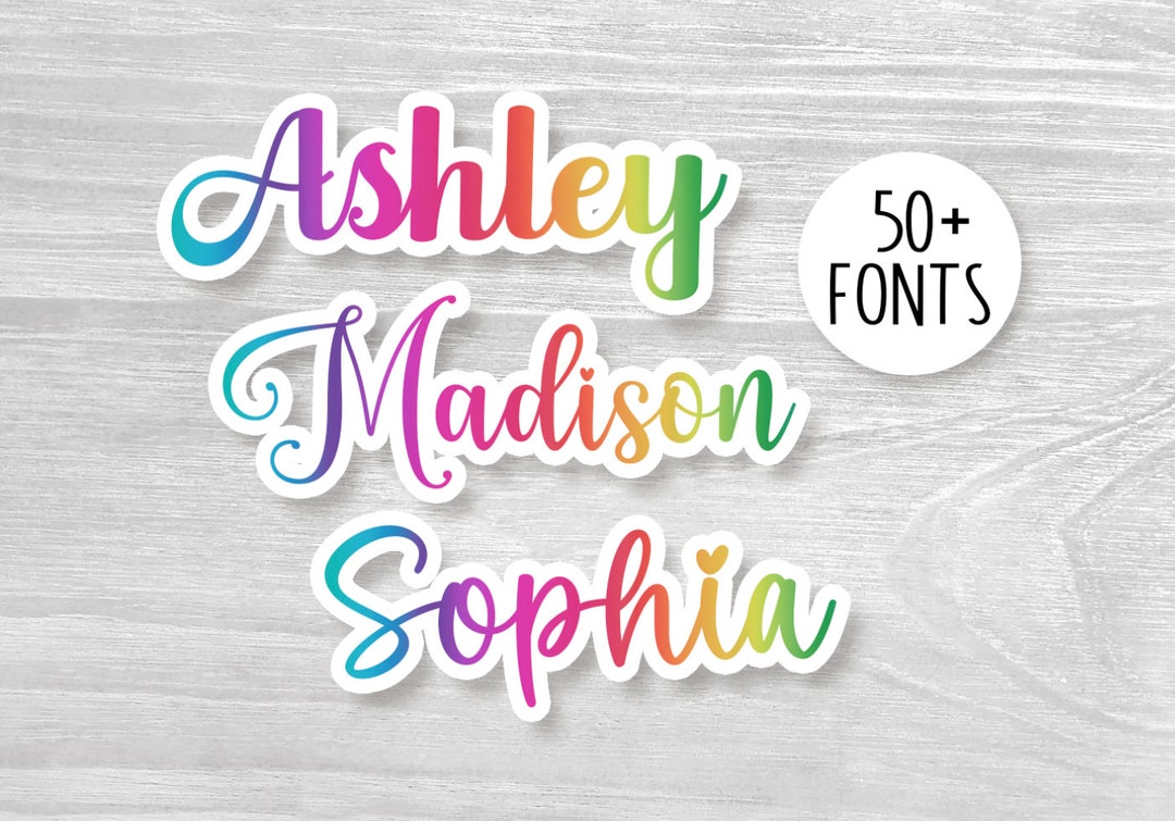 Rainbow Color Name Sticker, Personalized Vinyl Name Sticker, Custom Sticker, Gift for Teachers
