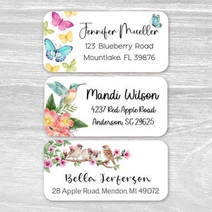 Set mit 48 niedlichen Vogel, Schmetterling, Biene, Schmetterling, Kolibri, Frühling, Sommer, niedliches Einweihungsgeschenk, Adressaufkleber