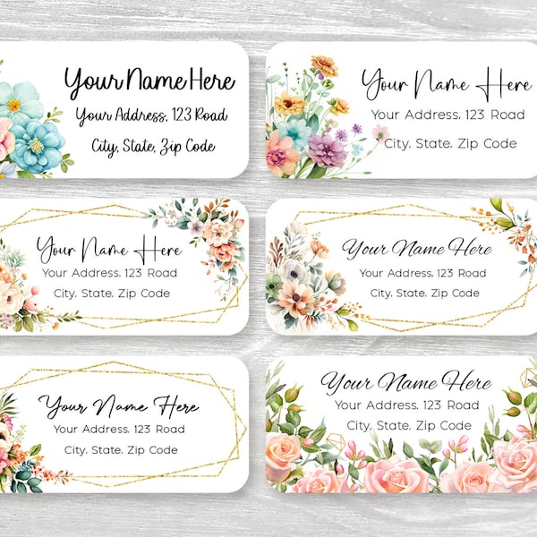 Set of 48 Personalized Elegant Classic Floral Flowers Rose Wedding Return Address Labels, housewarming gift Custom Stickers