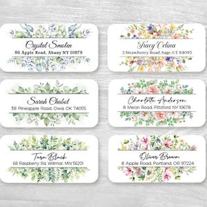 Set of 48 Personalized Elegant Classic Greenery Leaves Flowers Spring Wedding Favor Return Address Labels, Custom Stickers