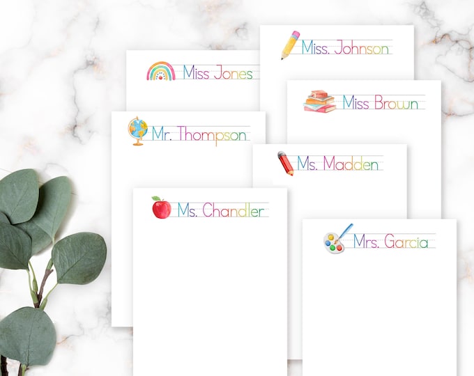 Personalized Notepad, Cute Teacher Appreciation Gift, Custom Memo Pad Stationery, Writing Pad, N191