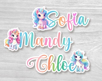 Cute and Sweet Unicorn Name Sticker, Personalized Vinyl Name Sticker, Custom Sticker