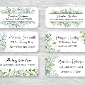 Set of 48 Personalized Elegant Classic Greenery Leaves Eucalyptus Wedding Spring housewarming gift Return Address Labels, Custom Stickers