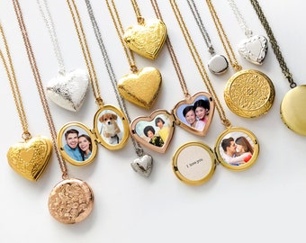 Photo Locket Necklace, Personalized Photo Necklace, Best Gift, Christmas Gift, Keepsake Photo Frame Charm, Gold, Rose Gold, Silver