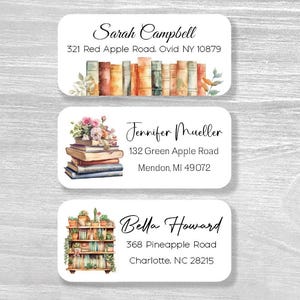 Set of 48 Personalized Book-theme Return Address Labels, Book Lover&#39;s, Teacher&#39;s Gift, Reading Club Mailing Labels, Business Custom Stickers
