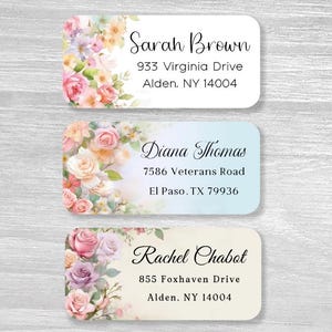 Set of 48 Personalized Elegant Roses Flowers Wildflowers Spring Wedding Favor Housewarming gift Return Address Labels, Custom Stickers