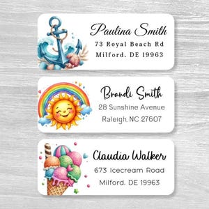 Set von 48 Personalisierte Sommer Sonnenschein Anker Ananas Eis Adressaufkleber, benutzerdefinierte Aufkleber, Business-Mailing-Aufkleber