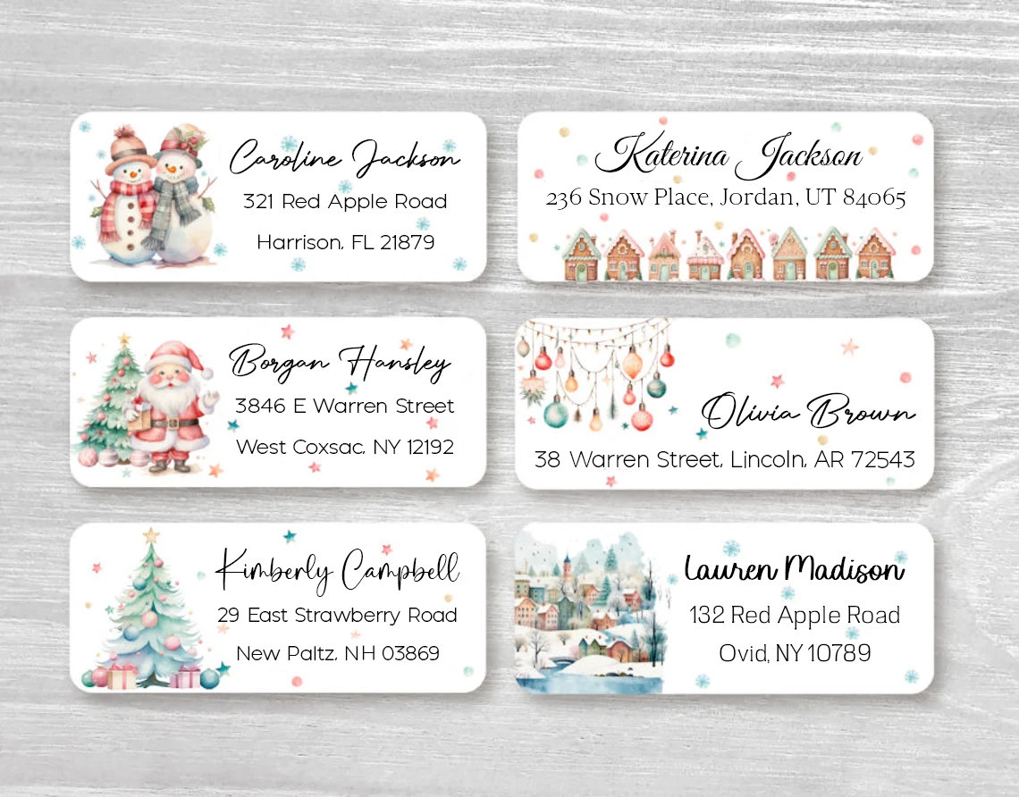 Christmas Mailing Labels Personalized Christmas Address Labels -  Customizable Holiday Mailing Labels Custom Holiday Mailing Labels, image size:1140x892