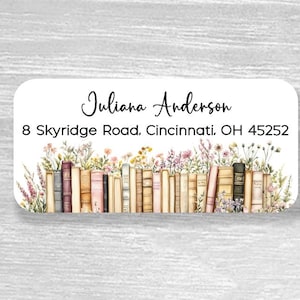 Set of 48 Personalized Book-theme Return Address Labels, Book Lover&#39;s, Teacher&#39;s Gift, Return Address Stickers, Custom Labels, A925