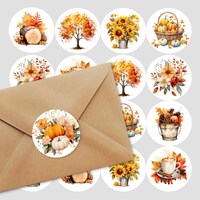 Fall Leaves Stickers • Gift Labels • Glossy or Matte Stickers • Printed ...