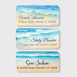 Set 48 Stück Personalisierte Adressaufkleber, Strand Ozean Sommer Tropisch Aqua Blau Wasser Hochzeit Benutzerdefinierte Aufkleber, Einweihungsgeschenk