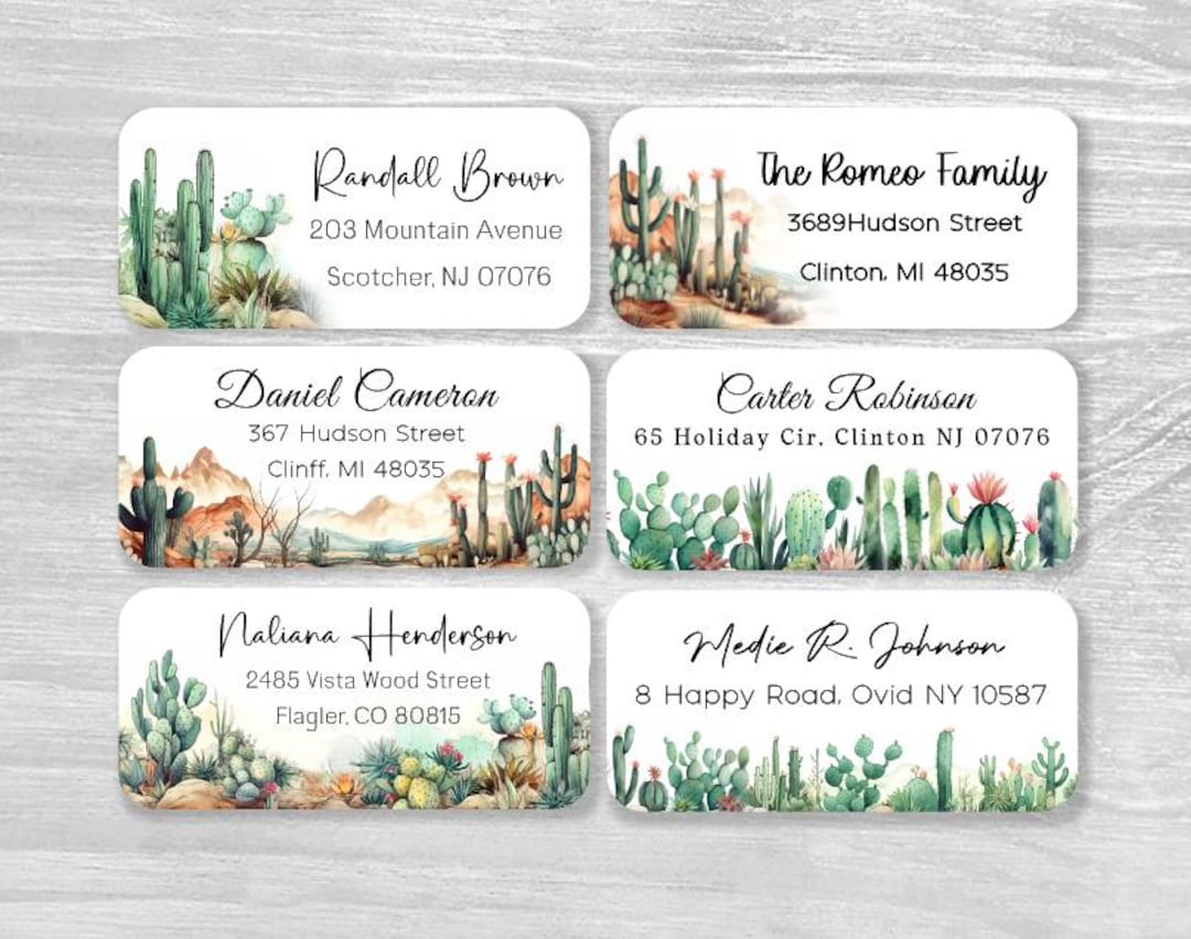 Personalized Return Address Stickers, Custom Labels, Cactus Desert ...