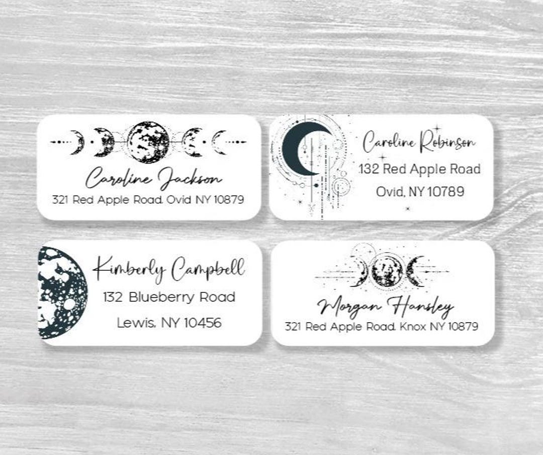 Moon Name Labels Set of 48 Celestial, Full Moon, Moon Phase Return Address Labels ...