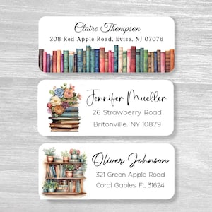 Set di 48 etichette personalizzate per indirizzo di ritorno a tema libro, regalo per amanti dei libri, insegnanti, adesivi per indirizzo di ritorno, etichette personalizzate