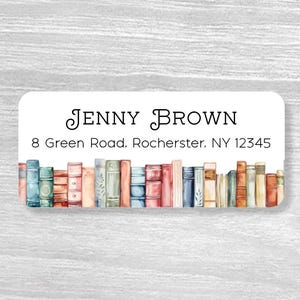 Set of 48 Personalized Book-theme Return Address Labels, Book Lover&#39;s, Teacher&#39;s Gift, Custom Stickers