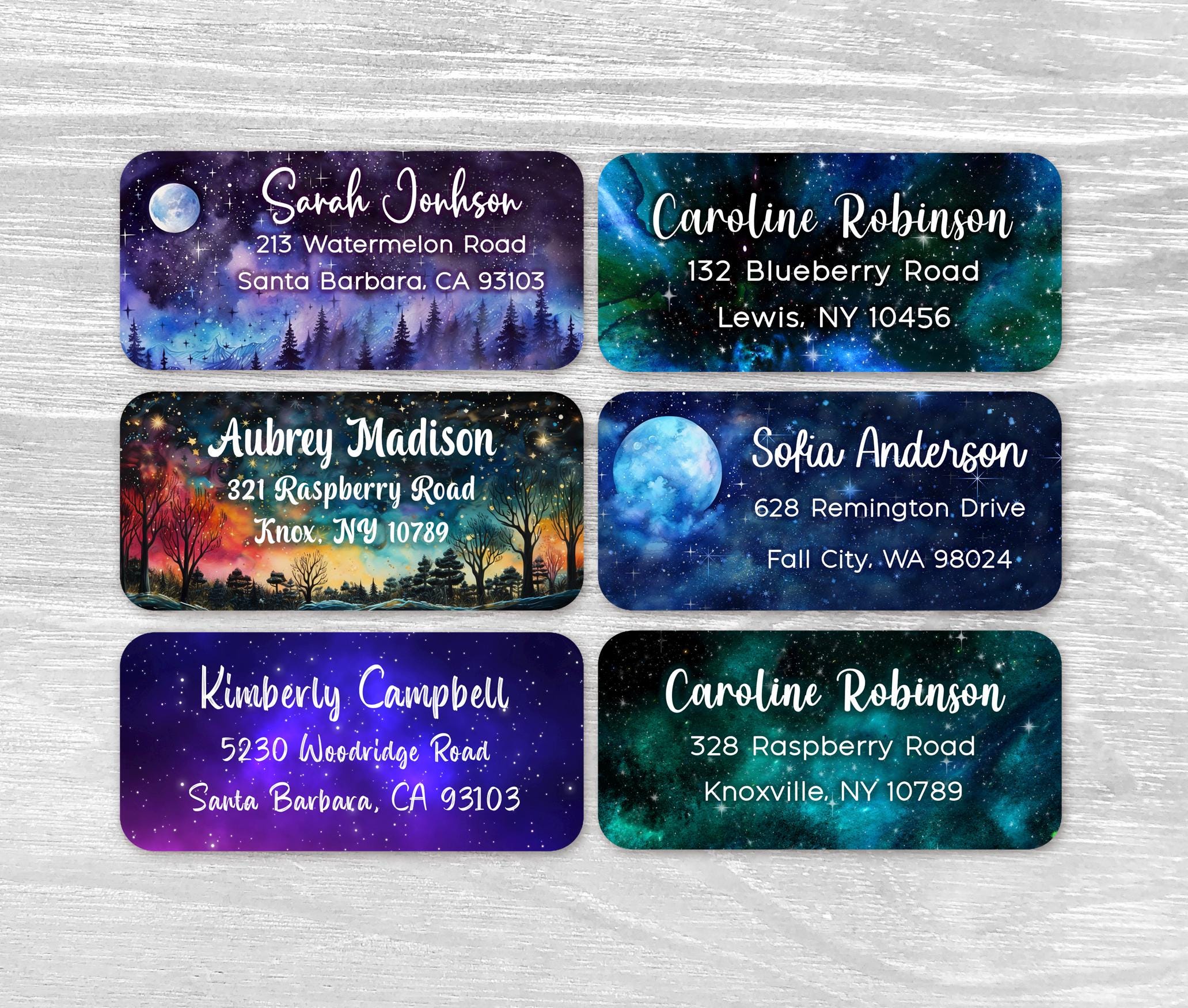 Set of 48 Personalized Cosmos Celestial Galaxy Starred Night Sky Full ...