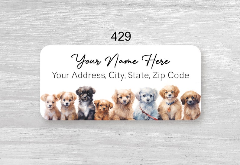 Mailing Labels Dogs Set of 48 Personalized Cute Dogs Puppies Return Address Labels, Baby ...