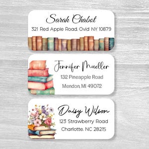Set of 48 Personalized Book-theme Return Address Labels, Book Lover&#39;s, Teacher&#39;s Gift, Custom Stickers