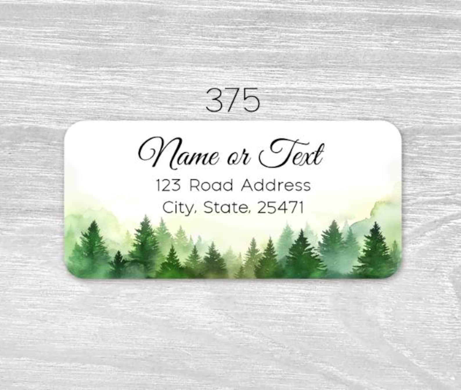 Tree Address Labels Set of 48 Personalized Trees Mountain Woodland Landscape Spring Summer ...