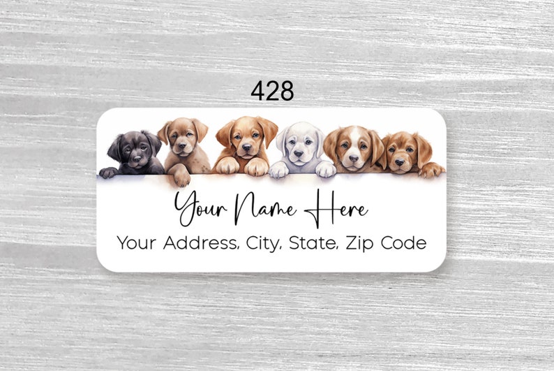 Mailing Labels Dogs Set of 48 Personalized Cute Dogs Puppies Return Address Labels, Baby ...