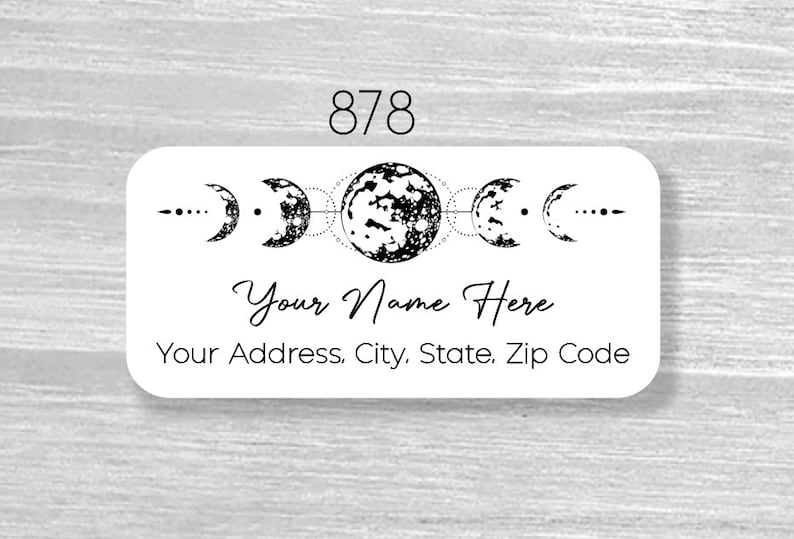 Moon Name Labels Set of 48 Celestial, Full Moon, Moon Phase Return Address Labels ...