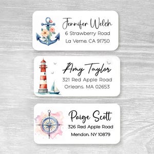 Set of 48 Personalized Nautical Sailor Anchor Compass Lighthouse boat Wedding Housewarming Gift Return Address Labels, Custom Stickers