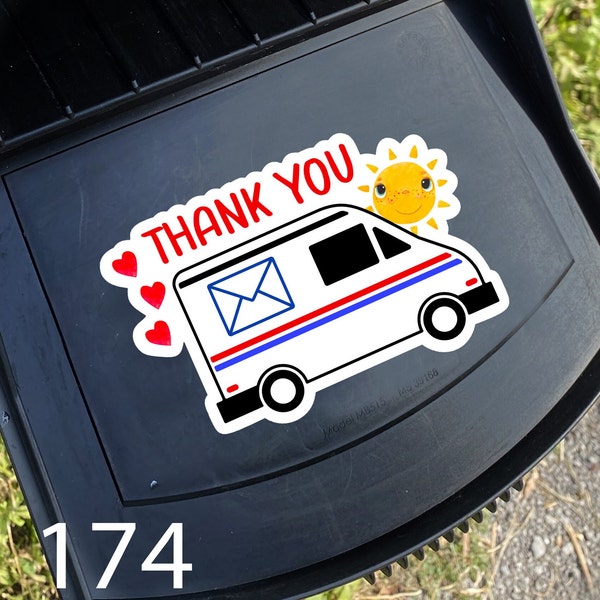 Mail Truck Thank you Vinyl Sticker, Mailbox Door Sticker, Mailbox Decal, Essential Worker Sticker, Support Essential Workers Sticker