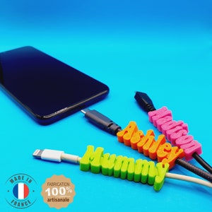 Personalized name to clip to all Samsung Iphone compatible charger cables other Christmas gift idea