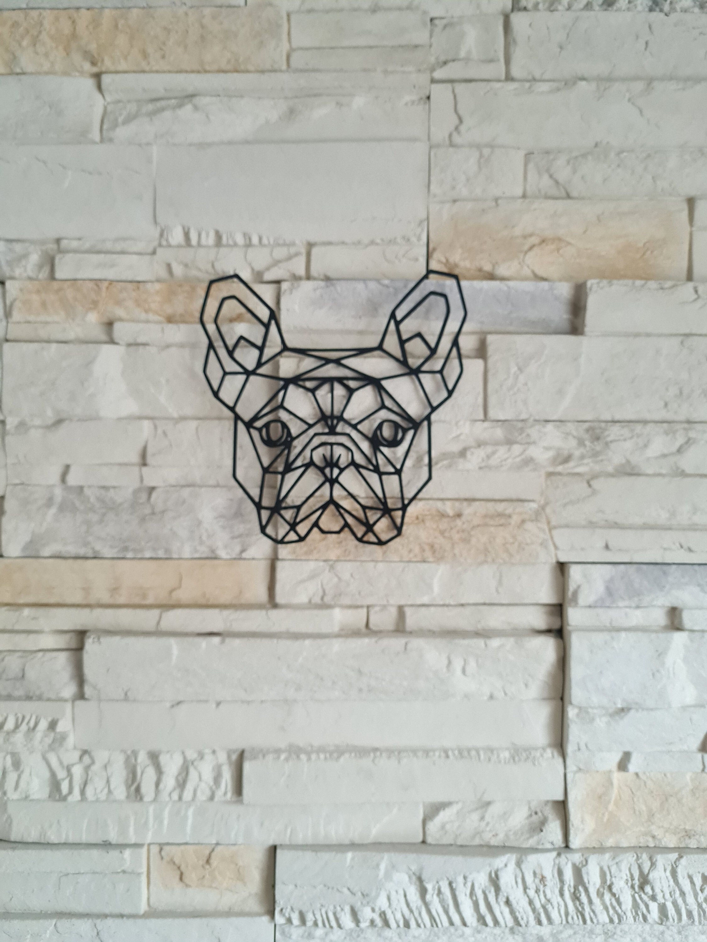 Chien Tête Bouledogue Origami Décoration Murale, Art Murale Salon, Chambre. Idée Cadeau