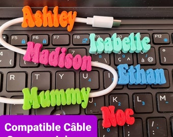 Personalized name to clip to all Samsung Iphone compatible charger cables other Christmas gift idea