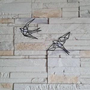 Sculpture géométrique en papier - 6 hirondelles - Sculpture 3D - Puzzle  origami - Modèle en papier personnalisé - À suspendre au mur - Trophée en