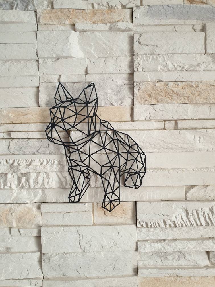 Chien Bouledogue Origami Décoration Murale Art Plusieurs Coloris Modèles Idée Cadeau