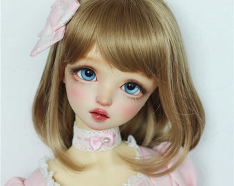 BJD doll wig bjd wig 6-7&quot; 7-8&quot; 8-9&quot; brown hair with braid fashion short hair wig cute blonde bjd wigs for dolls 1/3 1/4 1/6