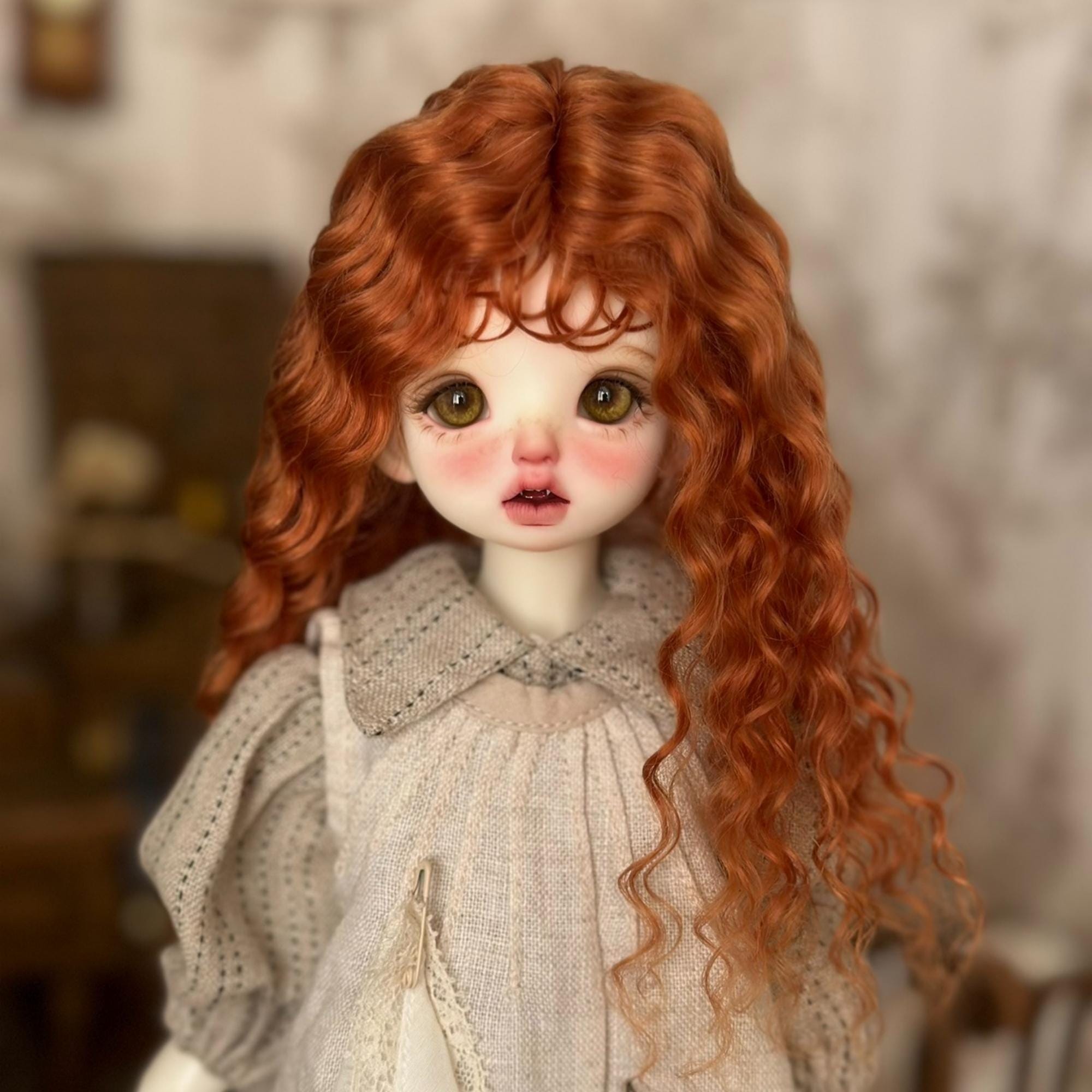 Capelli Mohair Per Bambole Reborn - Marrone Scuro E Oro, 6 Pollici