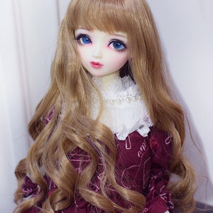 BJD Perücke 6-7&quot; 7-8&quot; 8-9&quot; 9-10&quot; Kopf 1/3 1/4 1/6 Puppen Mode BJD Puppe Perücke groß lockige Perücke, süße Bjd Perücken Haare mit stumpfen Armreifen