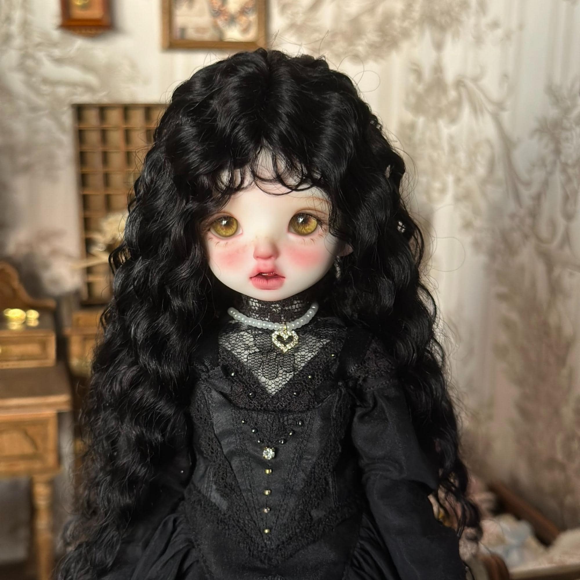 Parrucca Di Lusso In Mohair BJD: Capelli Lunghi E Ricci Per - Foto 5