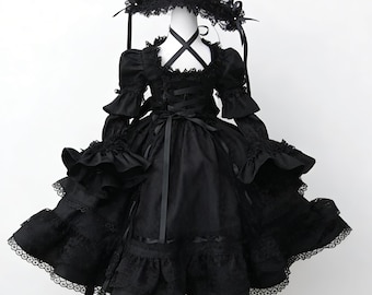 Vintage Gothic BJD Doll Dress: Retro Lace Outfit (1/2, 1/3, 1/4, 1/6)