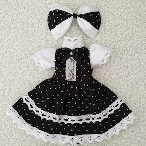 BJD black and white polka dots dress 1/3 1/4 1/6 BJD doll dress | bjd vintage dress | bjd retro dress