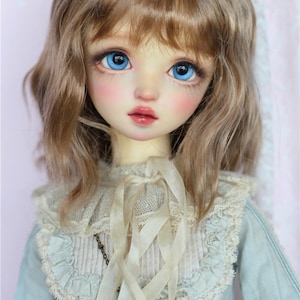 6-7" 7-8" BJD doll wig, light brown doll wig, fashion short curly wave hair wig, cute brown bjd wigs for dolls 1/3 1/4