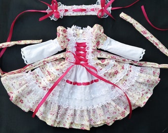 1/3 1/4 1/6 BJD doll dress | vintage dress | rural style bjd dress | cute bjd dress | lace dress