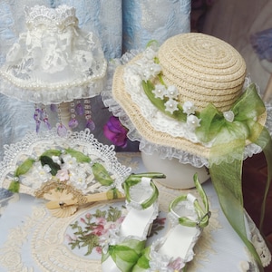 1/3 SD DD BJD doll fan, bjd cap, bjd spring hat green Bjd accessories, bjd shoes for dolls bjd photography accessory