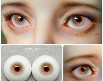 1/3 BJD Doll Eyes 1/4 1/6 dolls eye, 10mm 12mm 14mm 16mm 18mm bjd eye pupils, realistic Toy Eyes, Gray orange iris black pupil