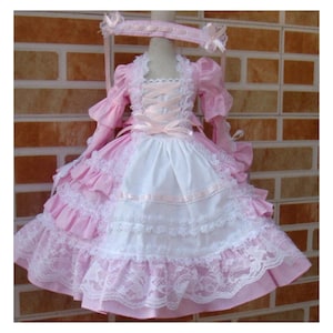 1/3 1/4 BJD doll dress | bjd pink maid dress | bjd maid dress | cute pink bjd dress